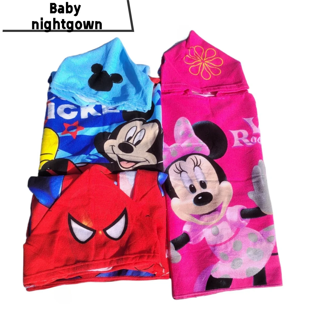 Disney New Fall/Winter Children's Hooded Soft Cotton Bathrobe Baby Bathrobe Boys Girls Cute cartoon animal Print pajamas Short