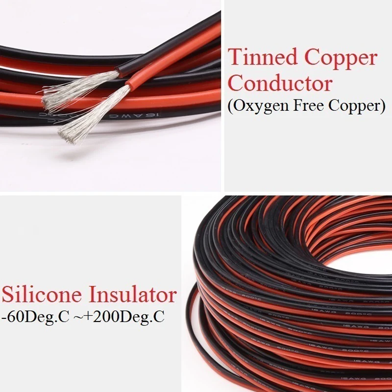 Cable de tira cableada de 2 pines, Cable de extensión Flexible JST de 2 núcleos para lámpara, Bombilla, Luz, Cable eléctrico automotriz, rojo y negro, 5V, 12V