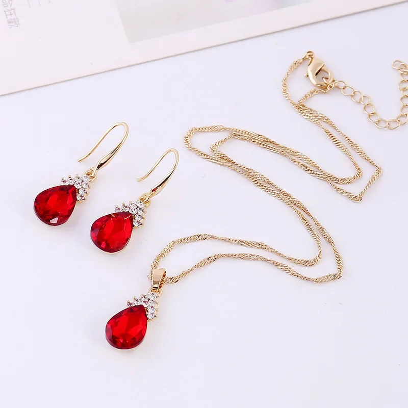 3pcs/set Gold color Jewelry Sets Wedding Beads Crystal Bridal Jewellery bridal necklace earrings wedding party gift set - 4