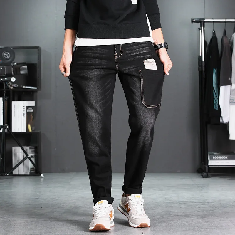 Distressed Denim Jeans Men Harem Hiphop Stretch Boys Ankle Length Pants Loose Plus Size 40 42 44 46 48 Teenagers Male Trousers 4