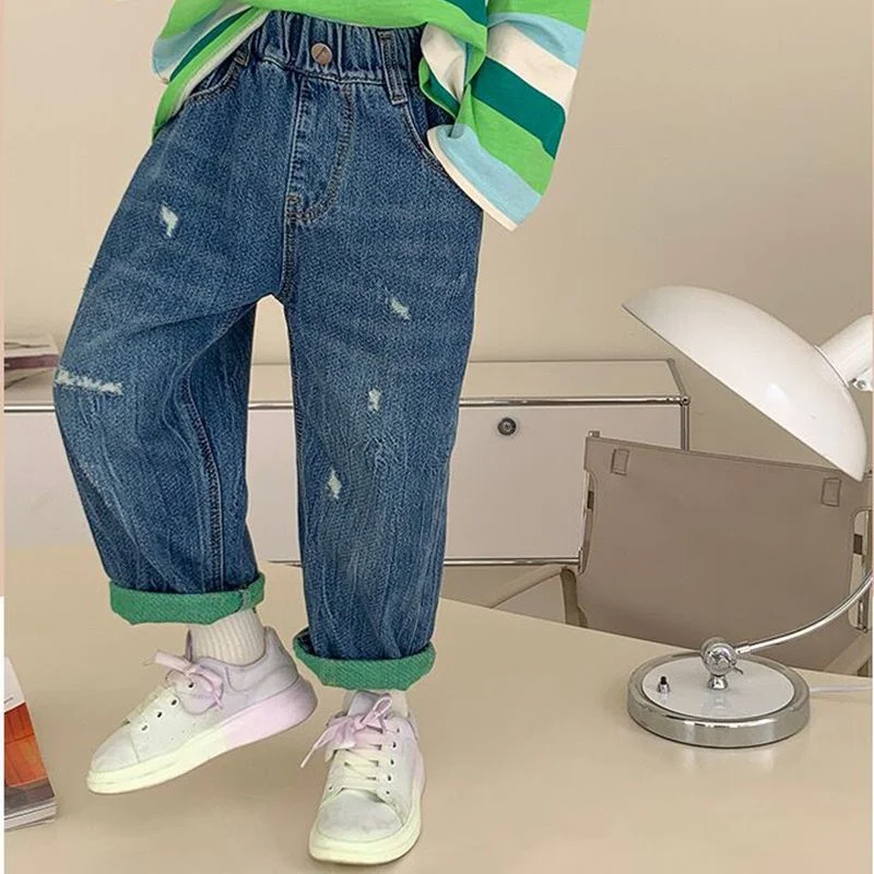 

Girls Long Pants Cotton Jean Trousers 2023 Cool Spring Summer Teenagers Sport School Baby's Kids Children's Clothing