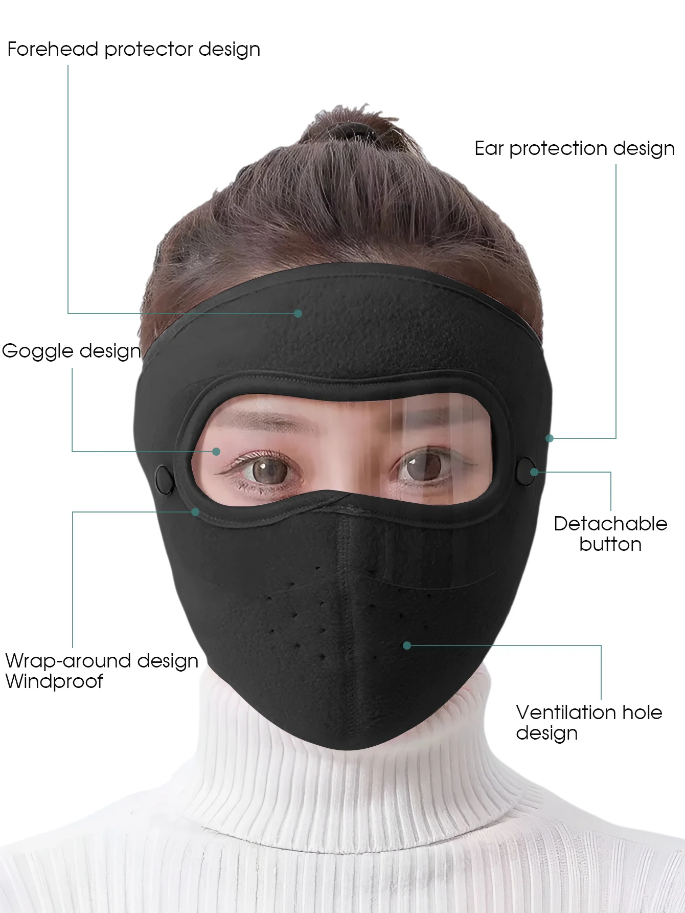 Winter Cycling Mask Fleece Thermal Windproof Full Face Mask Ski Fishing Headwear