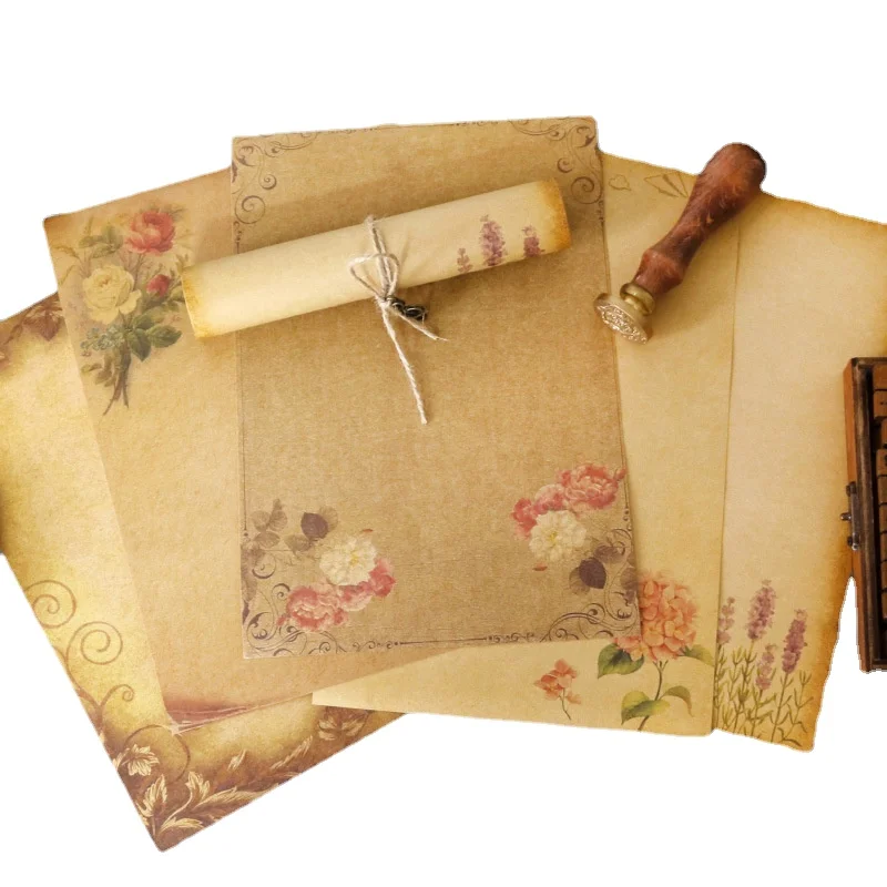 

8 Sheets/set Retro Kraft Paper Letter Paper Pad A5 21*14.5cm Romantic Love Letter Paper Sheets Writing Vintage Paper Stationery