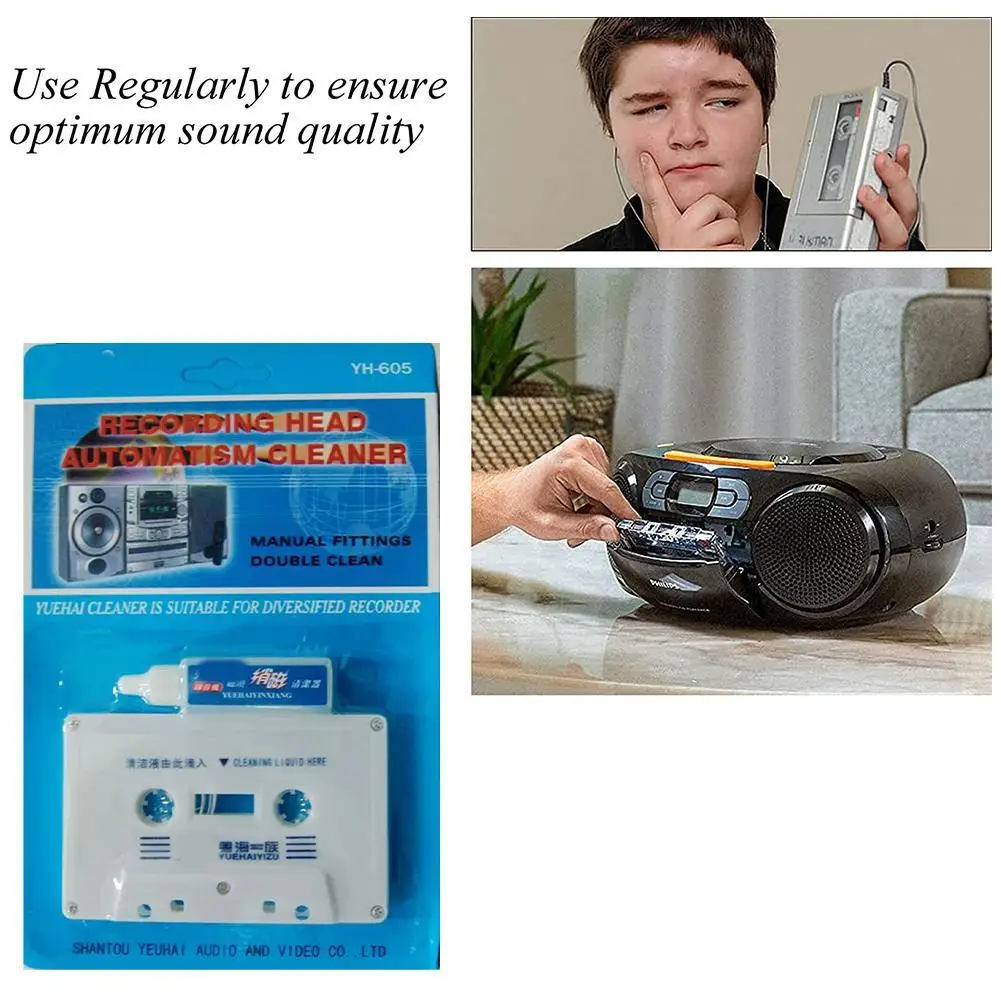 Cassette Tape Cleaner 1 Set Audio Cassette Tape Recorder Head Cleaner & Repeater Audio Cassette Tape Player Wet/dry Head Cleaner Home Accessories