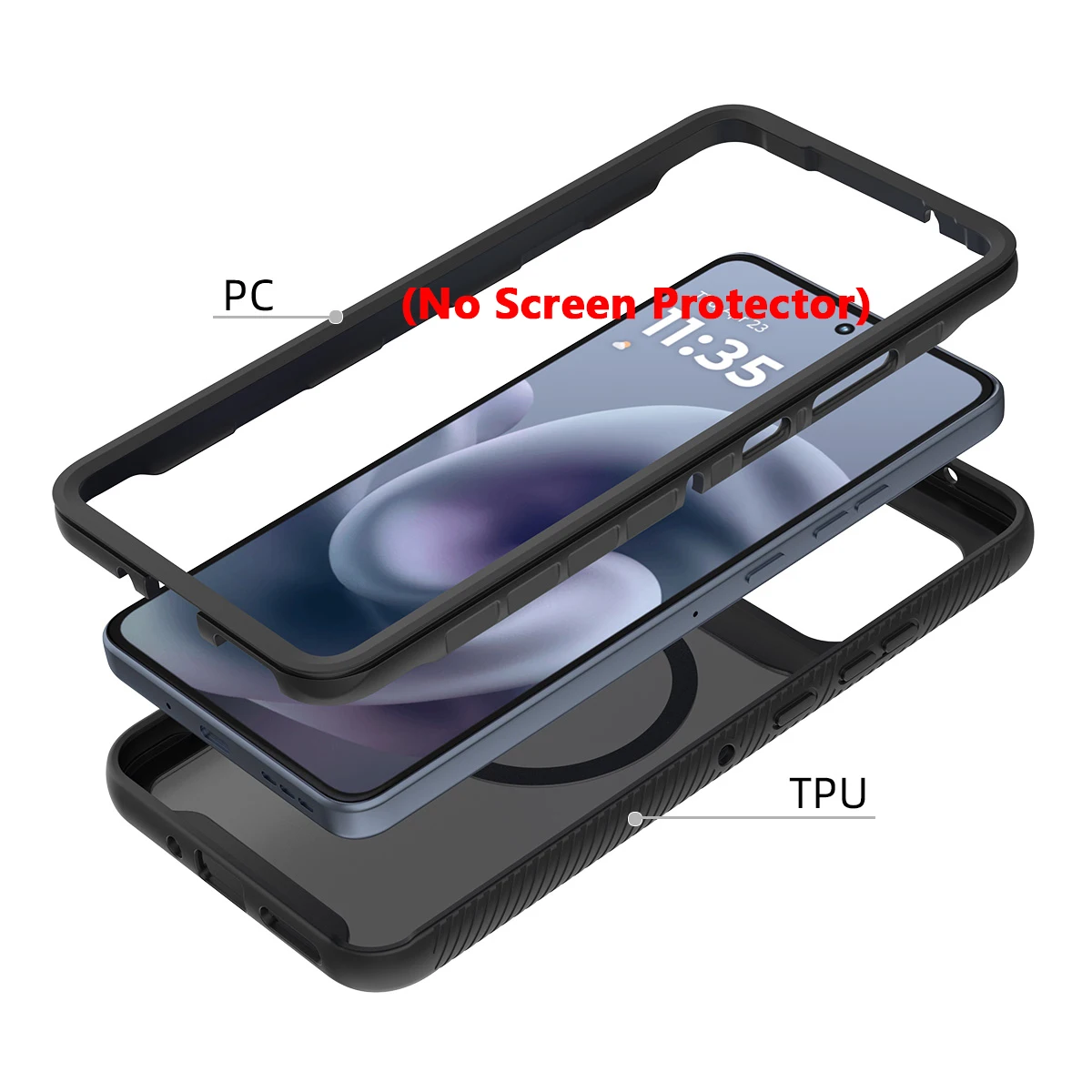 Shockproof Armor Glossy Magnetic Phone Case with Translucent Back Cover