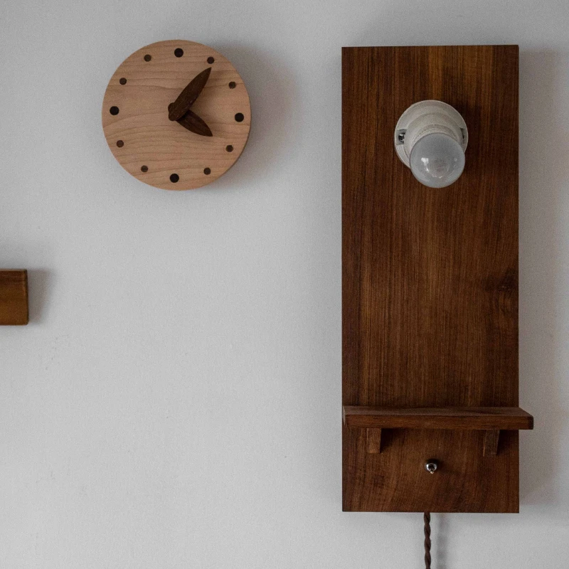 

Настенный ретро-светильник из массива дерева в японском стиле из тикового дерева ручной работы