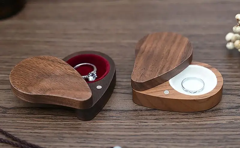 Heart Shaped Wooden Jewelry Box Large Capacity