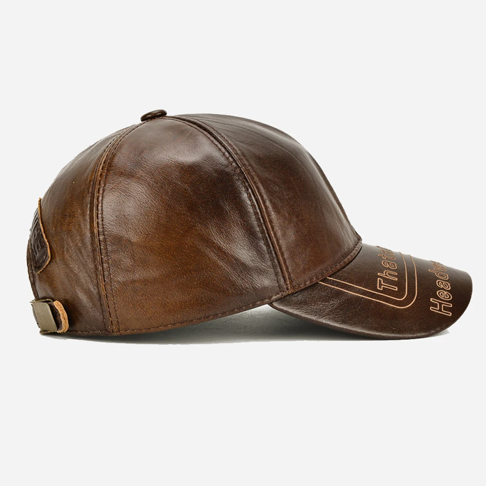 New 2025 Man High Quality Real Leather Baseball Caps Male Casual Cowhide Belt Ear Warm 56-60cm Adjustable Sprot Flight Hats 6