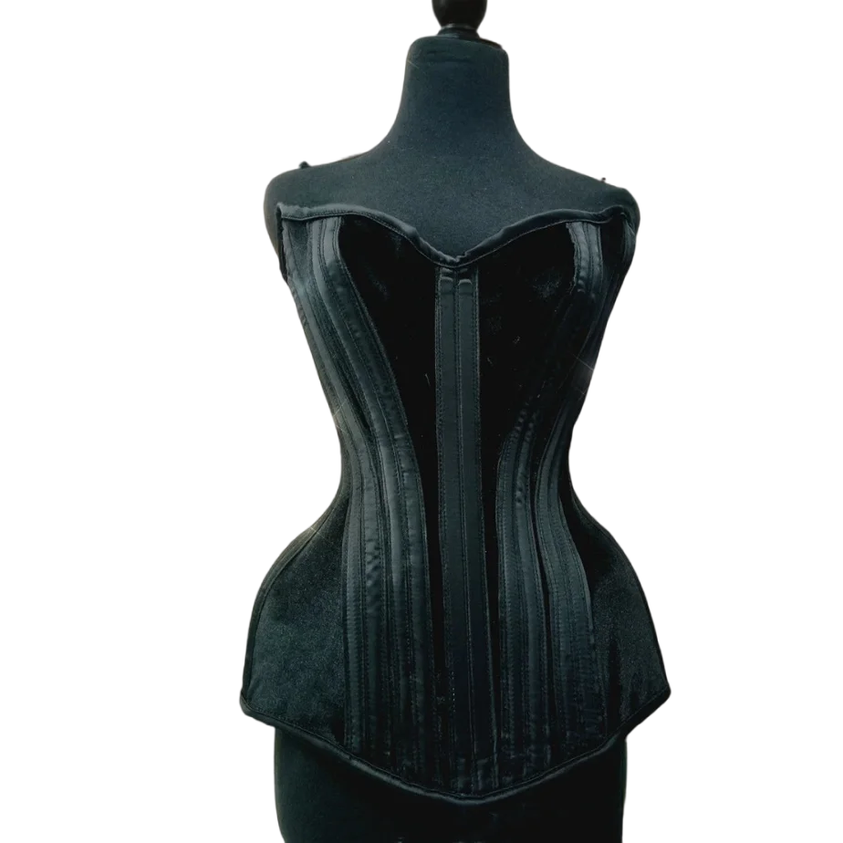 Women Long Corset Bustier Velvet Overbust Slimm Waist Vintage Bodice Lace UP Steel bones Shaping Tops Push Up Breast  Costume 4