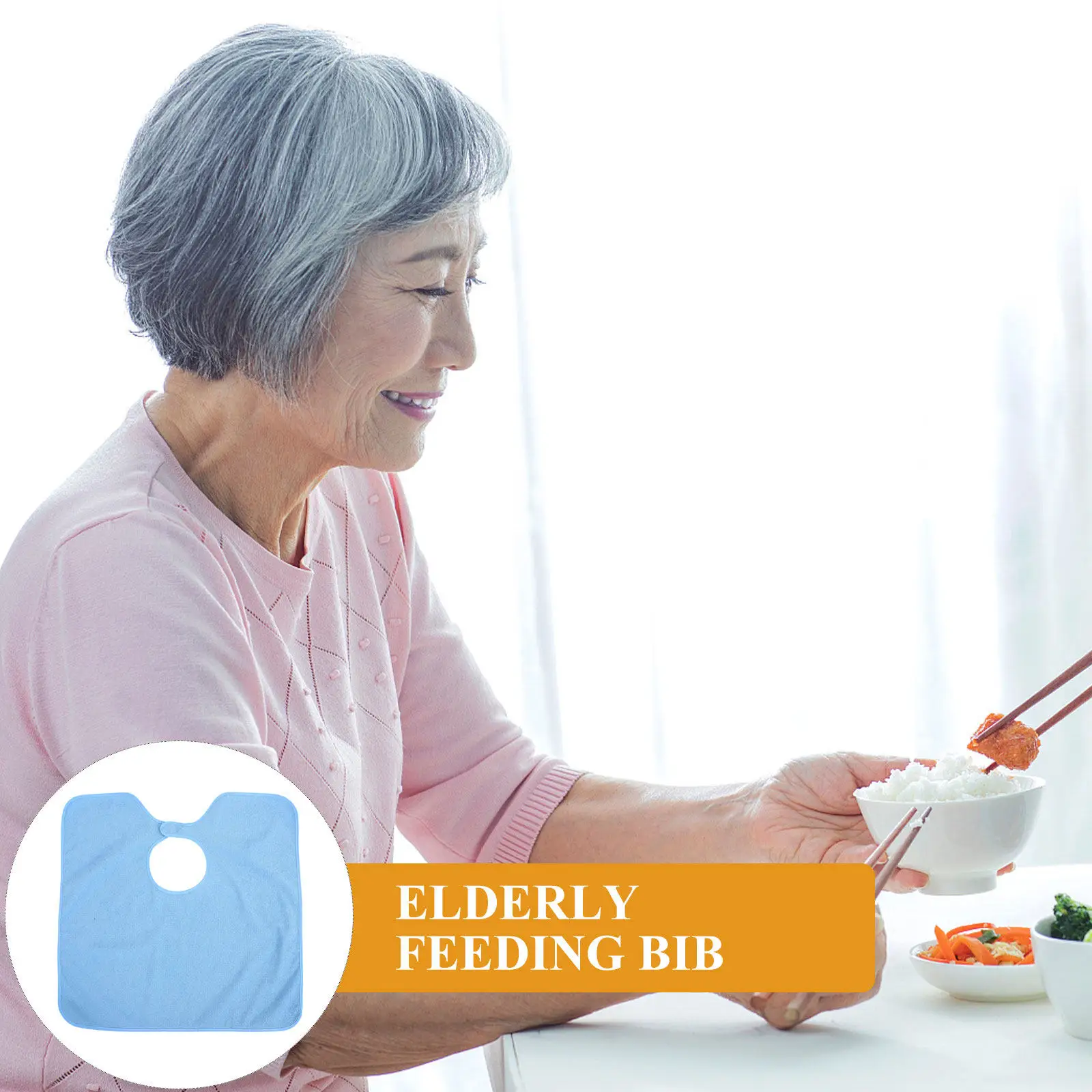 성인용 노인 턱받이, 세탁 가능한 식사용 의류 보호대, 노인 남녀 공용, 침 흡수 기능 포함