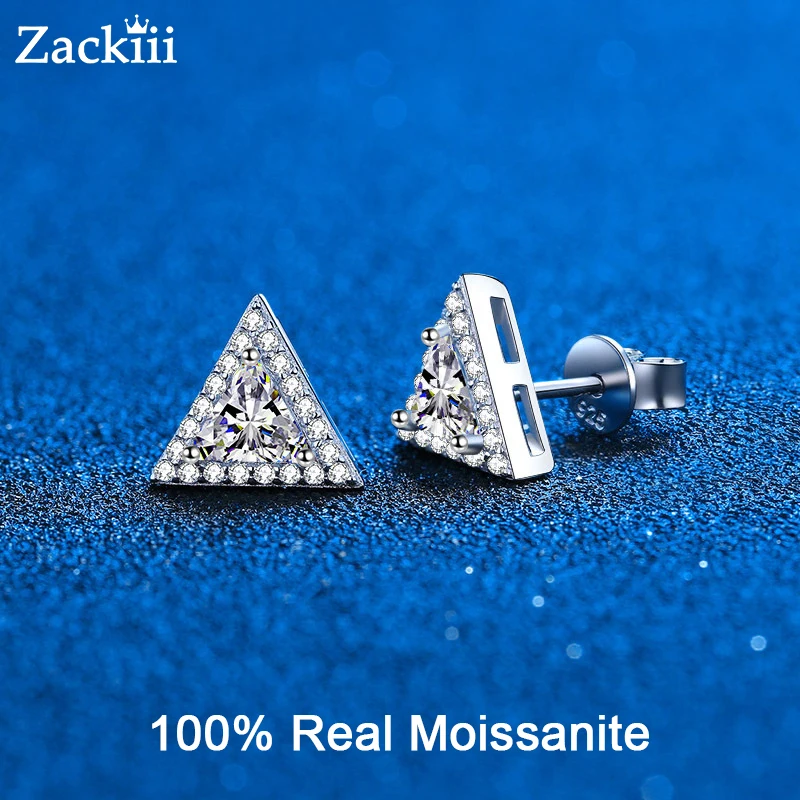 100% Real Moissanite Stud Earrings 14K Plated Sterling Silver