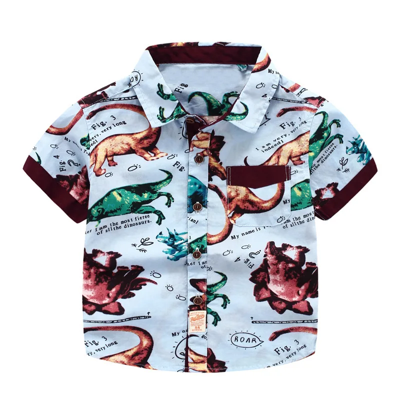 

2-7T 100-140 CM boys kids new summer fashion cartoon cotton short sleeve Dinosaurs shirt