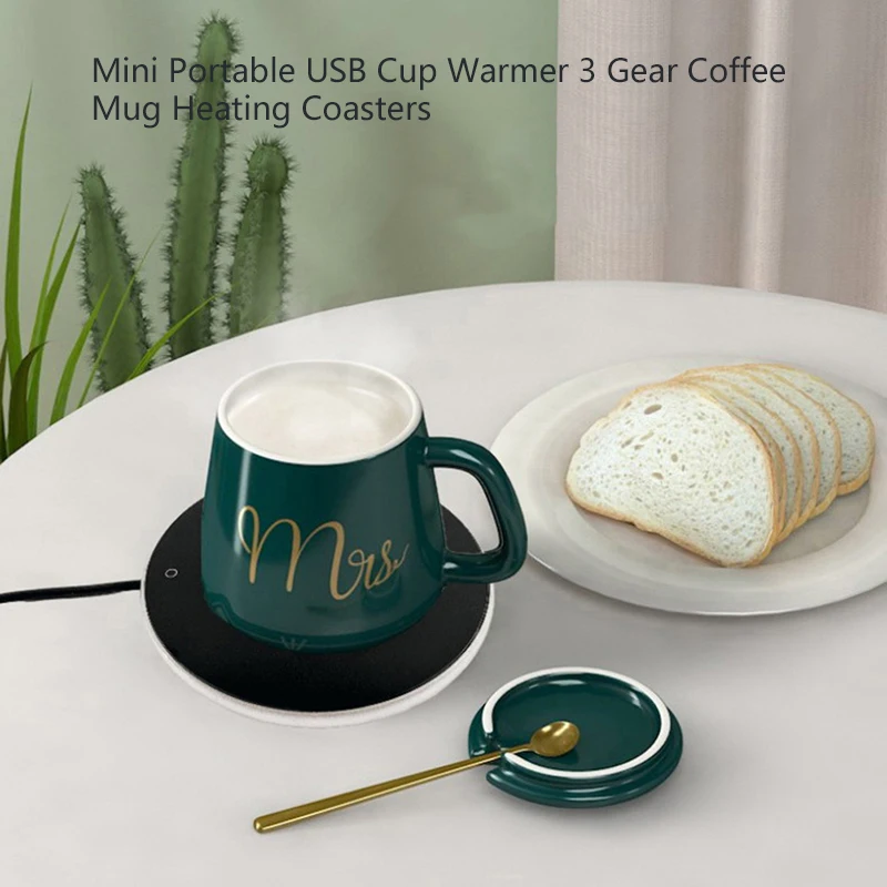 미니 휴대용 USB 컵 워머, 3 기어 커피 머그잔 가열 코스터, 스마트 온도 조절 핫 플레이트, 밀크 티 물 가열 패드 히터