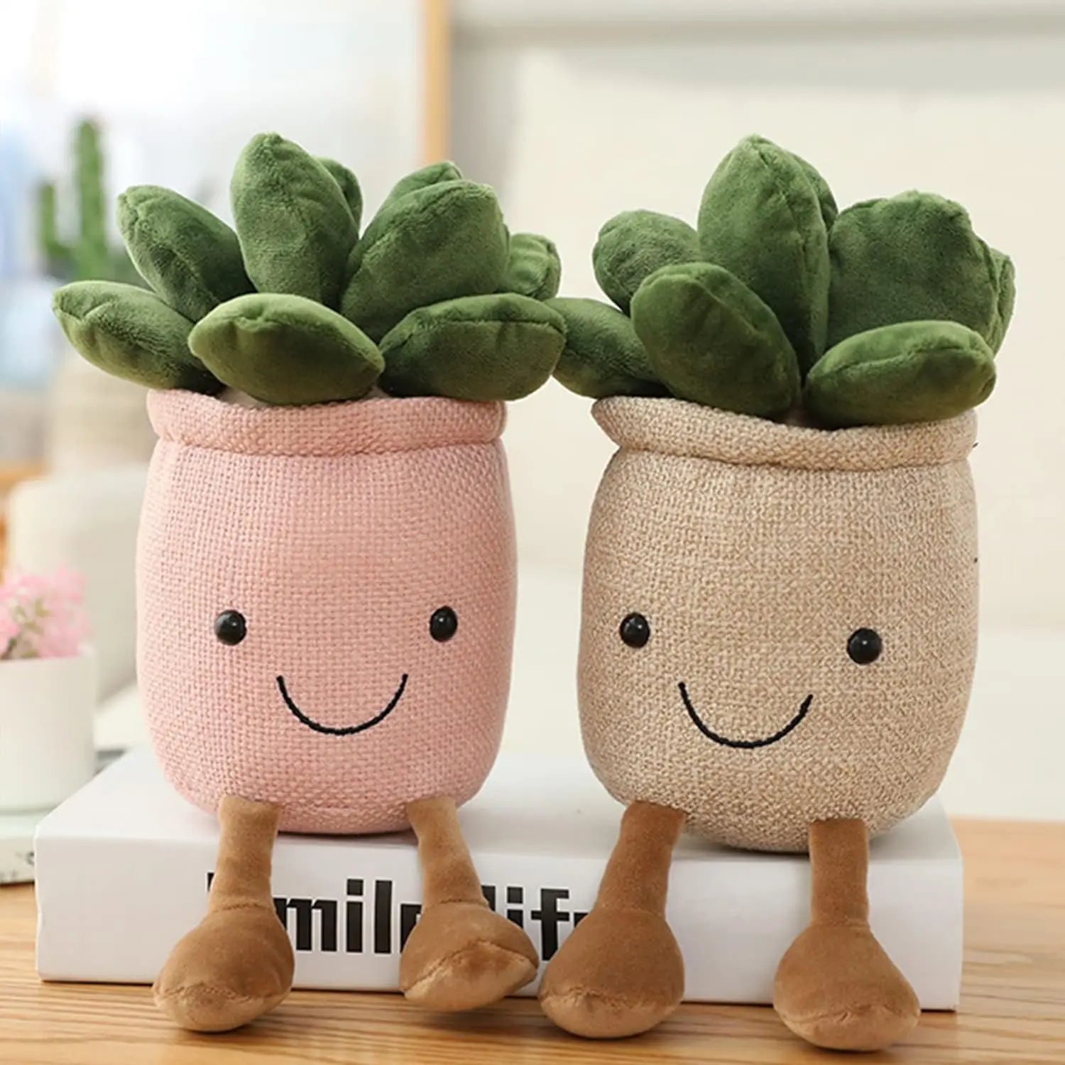 다육식물 인형, 귀여운 다육식물 봉제인형, 화분에 담긴 식물 봉제인형, 아이들을 위한 부드러운 봉제 다육식물 선물