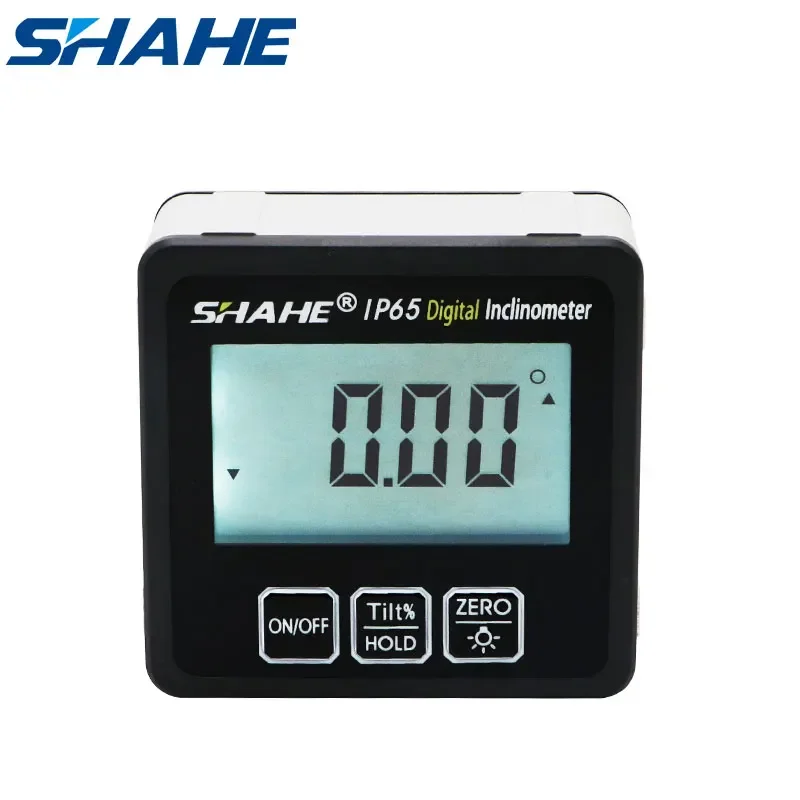 Shahe IP65 Waterproof Protractor With Back Light Inclinometer Angle Bevel Box Electronic Protractor Magnetic Base Angle Gauge
