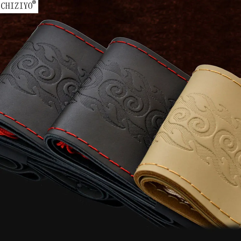 36 38 40CM DIY Car Styling Genuine Leather Auto Car Steering Wheel Cover Cap Soft Anti-slip Needles And Thread steering wheel cover