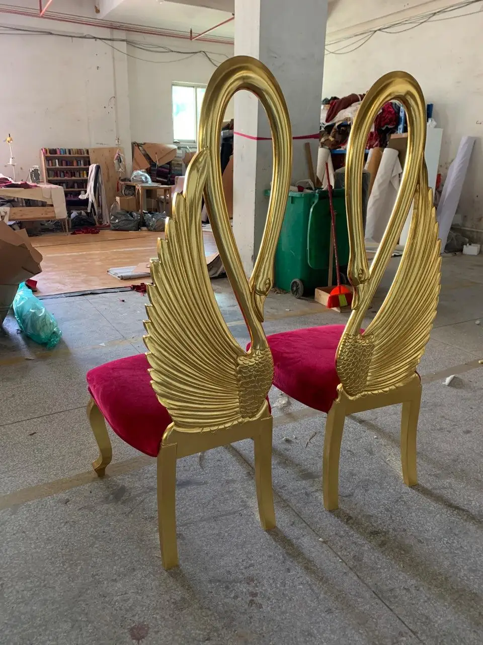 Swan Chair Hotel Club Carved Phoenix High Back Gold Chair