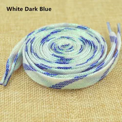 Vibrant Shiny Gold & Silver Colorful Shoelaces Collection - 160cm (White Dark Blue)