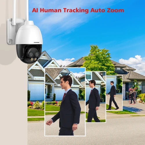AI 휴머노이드 감지 자동 추적 보안 카메라, 듀얼 렌즈, 와이파이, 4G, POE 감시 카메라, HD 8MP, 2.8mm, 8mm, 10X 디지털 줌 3