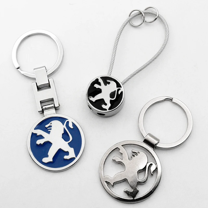 3D Metal Leather Car Styling Keychain for Peugeot 508 208 3008 407 607 307 RCZ 308 206 2008 Auto Key Chain Key Rings Accessories car keychain