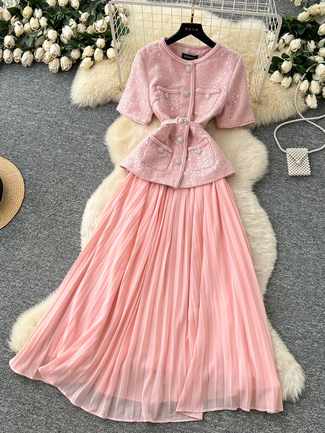 chinese dress ladies NONO French style simple waist slimming A-line vest long skirt sleevel –  Lee Nhi Boutique main image 1