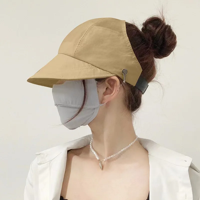 

Women Peaked Hat Big Brim UV Protection Ponytail Wearable For Summer Outdoor Activities Make Face look Small Fashionable