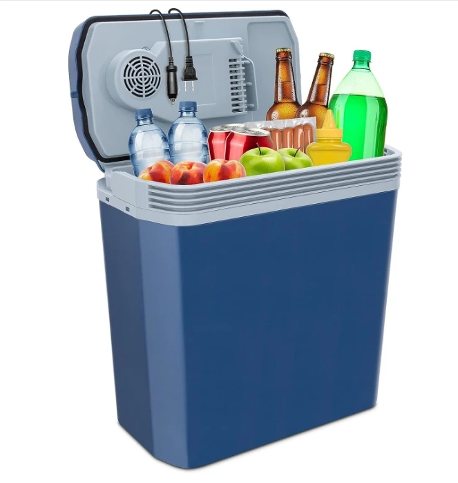 

Электрический холодильник и обогреватель с ручкой, Портативный термоэлектрический холодильник 24 литра для кемпинга, путешествий и пикников