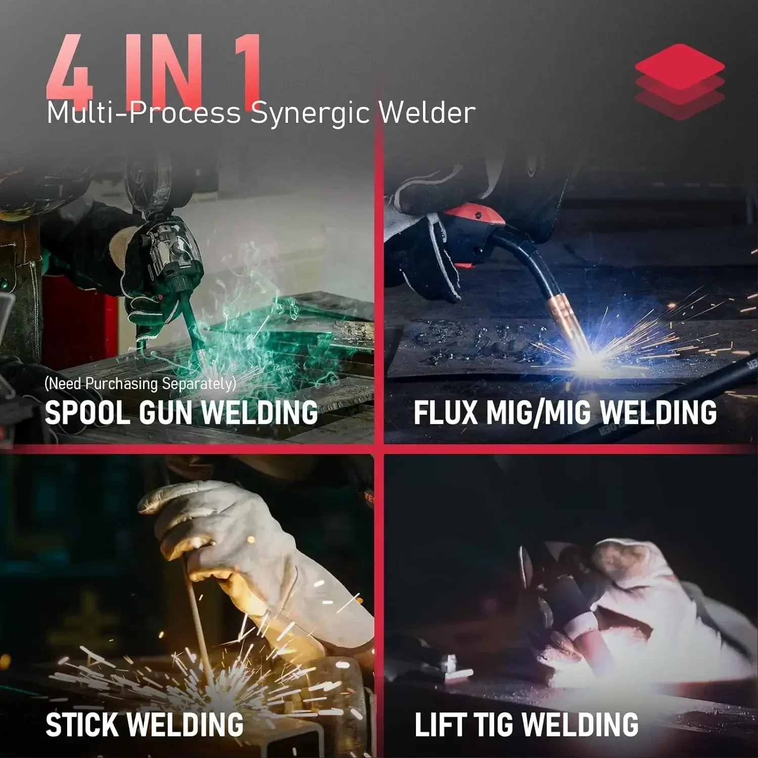 MIG-250 PRO Aluminum MIG Welder, 250Amp 220V, Gas MIG Gasless Flux Core Welding Machine MIG/Lift TIG/Stick 4 in 1 Welder 6
