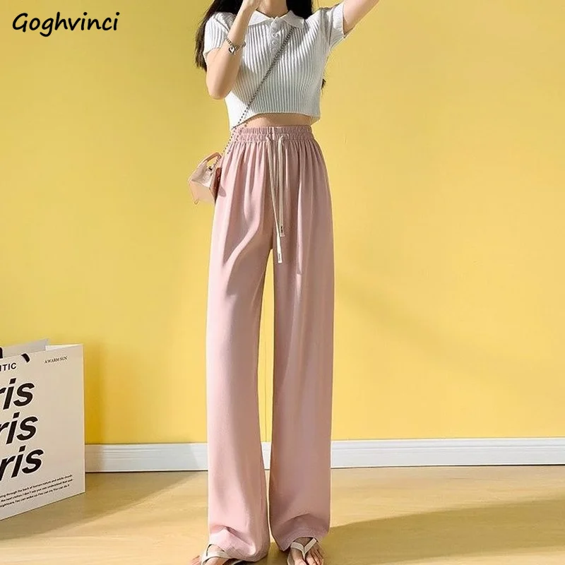 5 Colors Casual Pants Women Preppy Style Thin Elastic High Waist