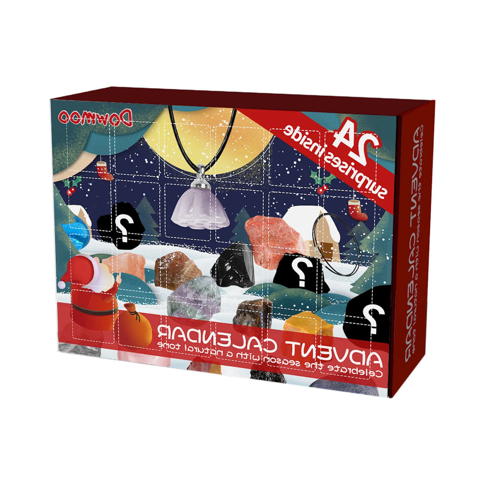 24Pcs Holiday Christmas Avvento Calendar Toys Rocks Fossili Minerali Guarigione Cristalli Gemma Per Bambini E Adulti Regali Di Natale