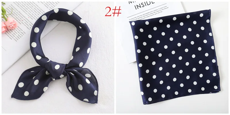 Dot Print Design Luxus Kleine 50 cm Platz Frauen Seidenschal Taschentuch Haarband Dekorieren Schals Bandana – Detail 20