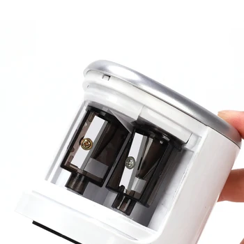 2 Pezzi Affilapenne Elettrico Automatico Multifunzione a Due Fori con Lame di Ricambio per Casa, Ufficio, Matite e Forniture per Disegno Artistico