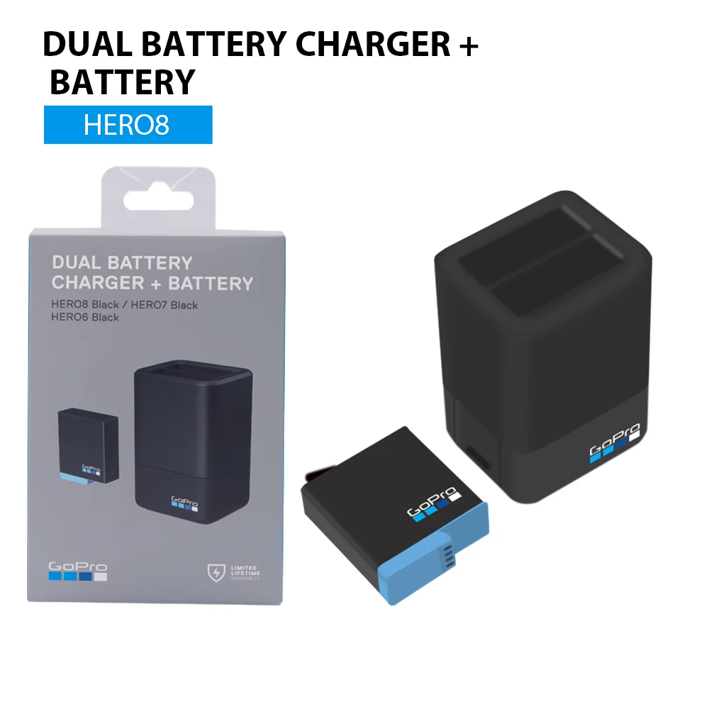 & Basics GoPro Carrying Case GoPro Dual Battery Charger Small Official Accessory Battery for Hero8 Hero7 Black 
