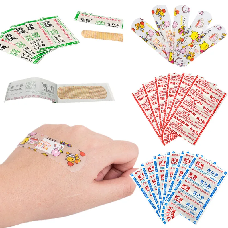 

100pcs/set Hemostasis Band Aid Breathable First Aid Bandages Finger Wound Dressing Plaster Skin Patch Emergency Medical Strips