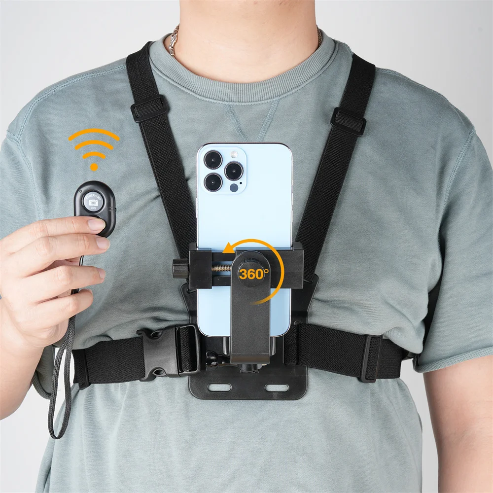 PhoneChestMountwithUniversalPhoneHolderClipforVlogHandsFree