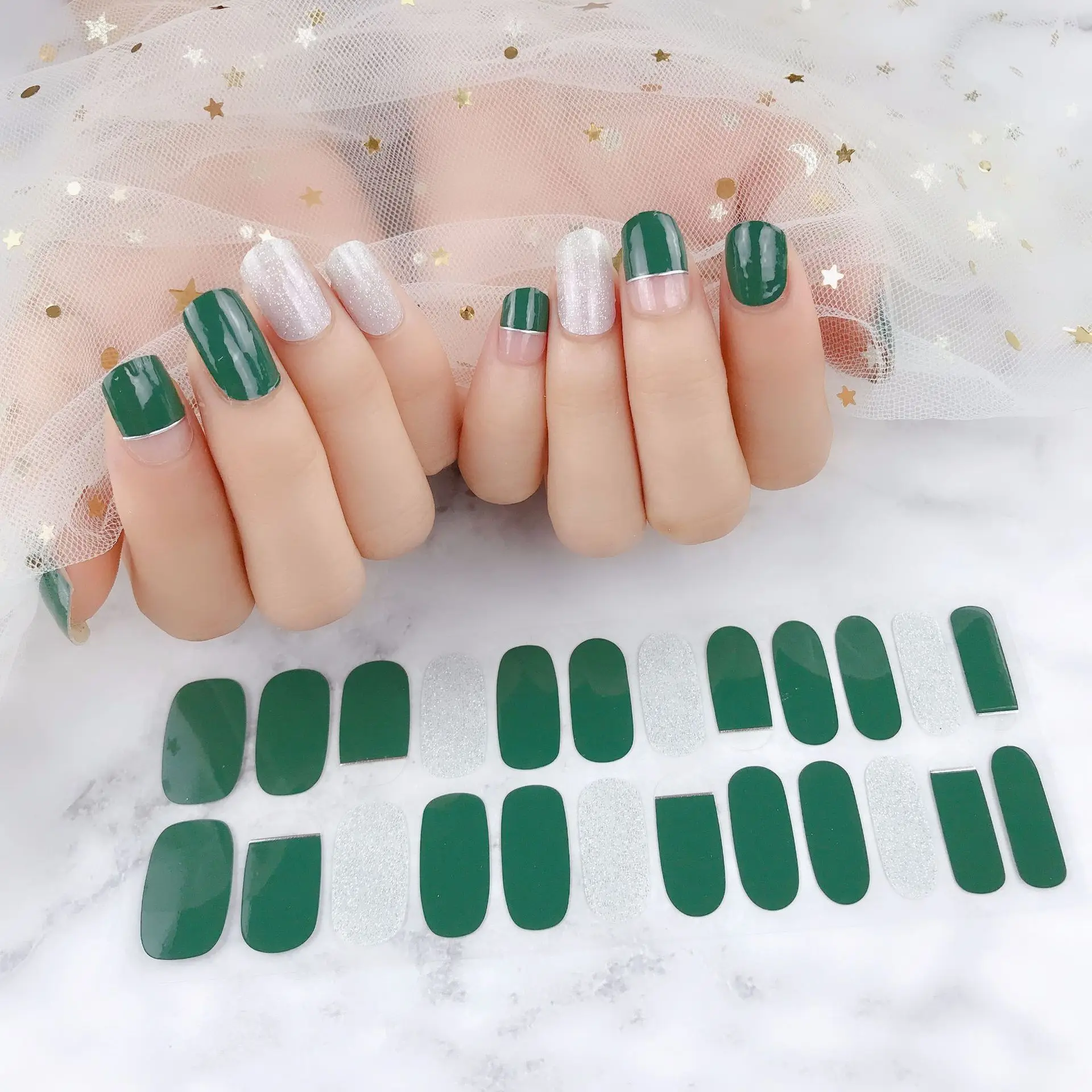 Baking Free 24Tips/Sheet  Nail Accessories America Japan Flag Nail Stickers Full Cover Nail Patch Wraps Manicure Decoration 5