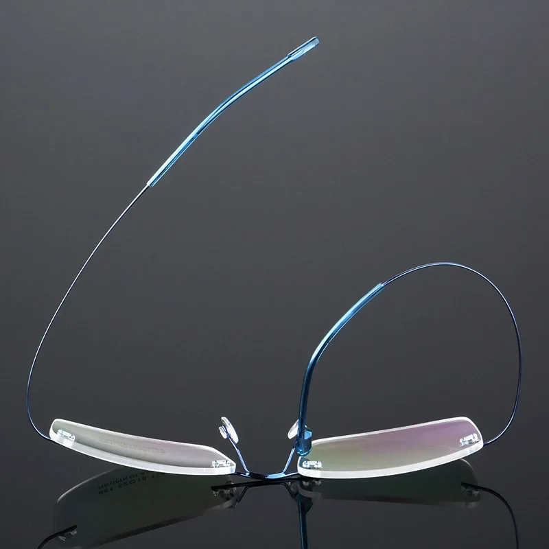 Ultralight Frameless Eyeglasses Titanium Alloy TR90 Glasses Frame Men Super Stretch Metal Temple Eyeglasses Frames