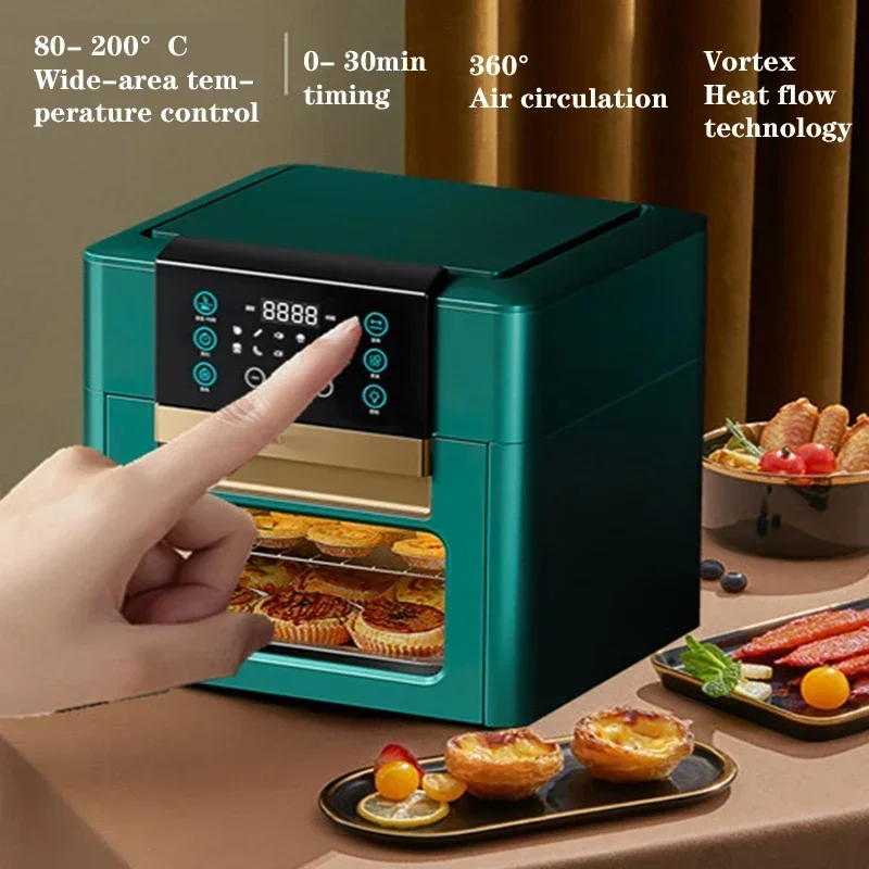 Air Fryer Oil-Free Household Intelligent 12L Large-Capacity Multi-Function Electric Fryer Oven Led Touch Screen Fryer 110V/220V 4