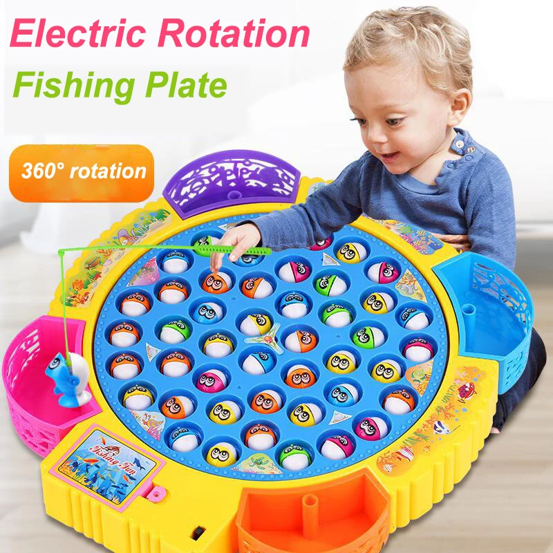 

Электрическая вращающаяся Магнитная рыболовная игрушка для детей, музыкальная вода, вращающийся поднос для рыбы, детский набор игрушек для рыбалки на открытом воздухе