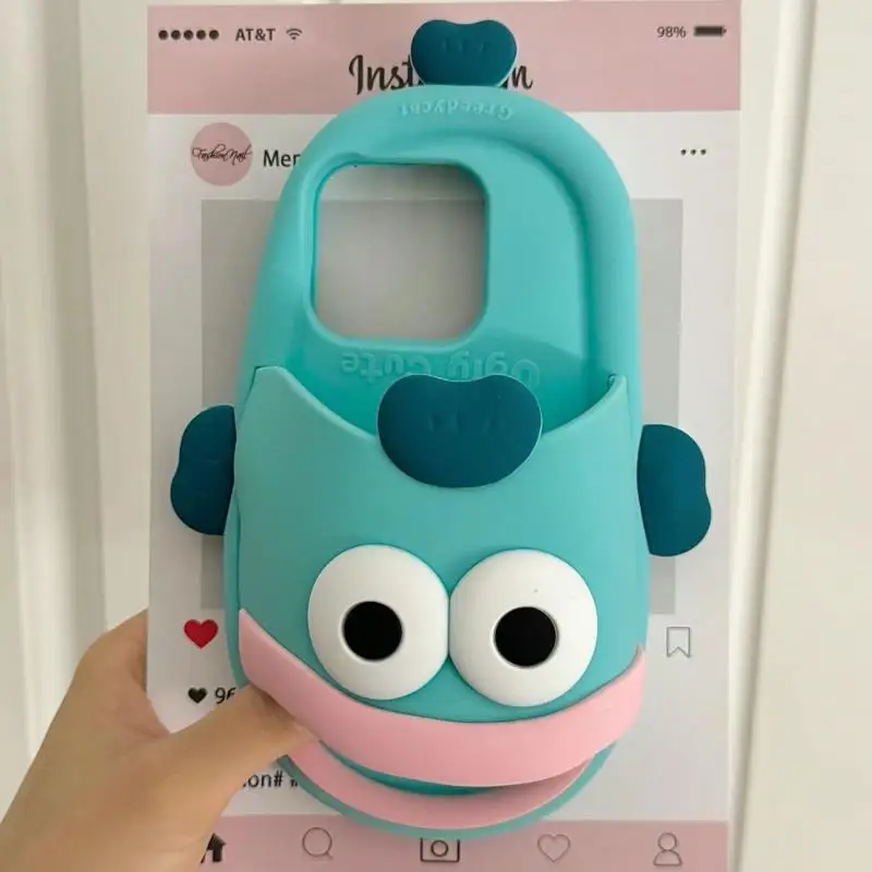 

Симпатичные Мультяшные стерео тапочки Hangyodon Sanrio, силиконовый чехол для Iphone, аниме плюшевые игрушки для девочек, детские игрушки, подарок на день рождения