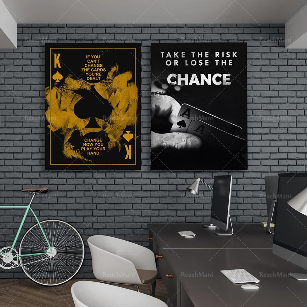 

Gambling room inspirational wall art poster, poker player decoration inspirational quote, man cave sign adventure or lose luck