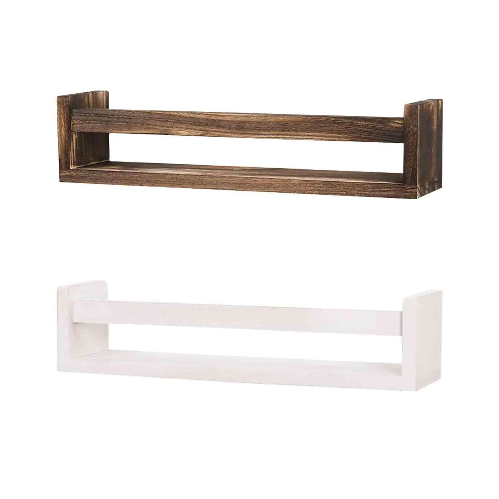 Wood Multifunction Spice Rack Display Shelf Wall Mounted Hanging Wall Bookshelves Storage Rack for Pantry Bedroom Kids Room