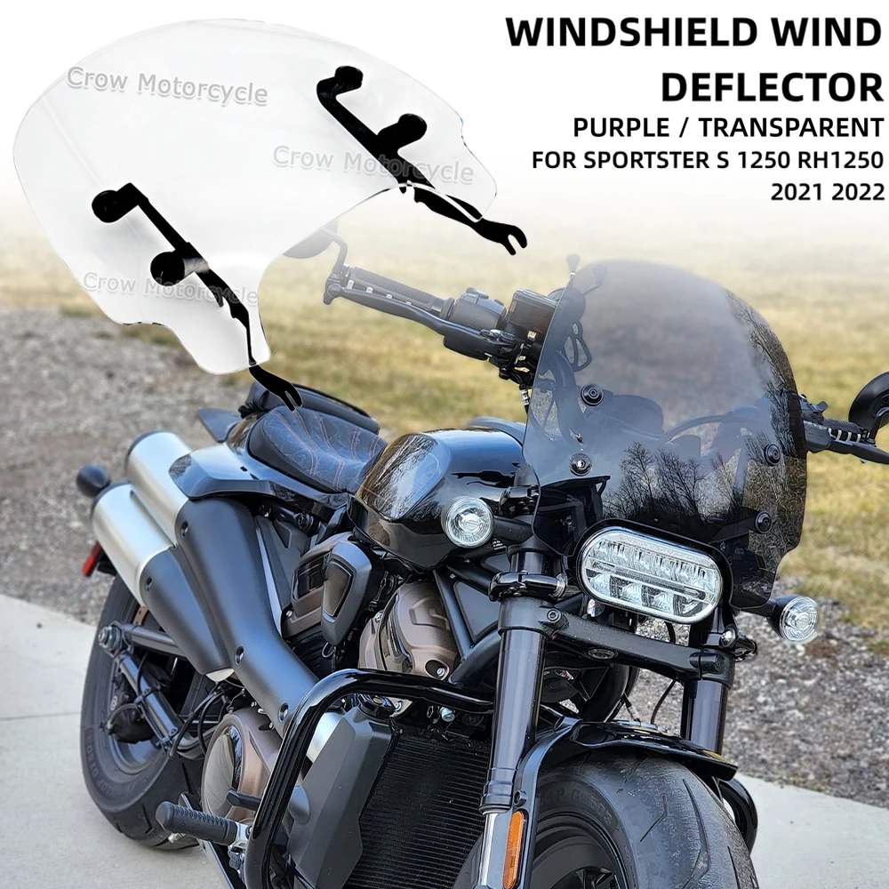 Motorcycle Windscreen Flyscreen For Harley Sportster S 1250 (2021-2022) - Clear/Gray ABS Windshield