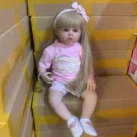 Silicone Reborn Toddler 60cm Doll Toy For Girl Lifelike Vinyl Princess Baby With Cloth Body Bebe Birthday Gift Dress Up Boneca 2