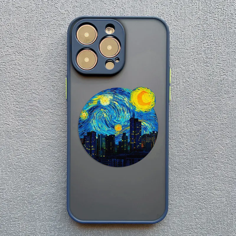 Cartoon Sternenhimmel Wellen-Handyhülle für iPhone 17 16 15 14 Pro Max 13 12 11 Pro Max Mini XR XS X Kreative Ölgemälde-Hülle – Detail 7
