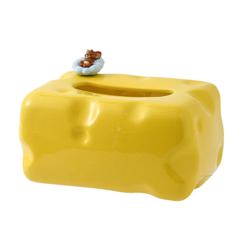 Modern Luxury Cheese Ceramic Tissue Box Decoration Home Living Room Tea Table Dining Table Advanced Paper Drawing Storage Box 5