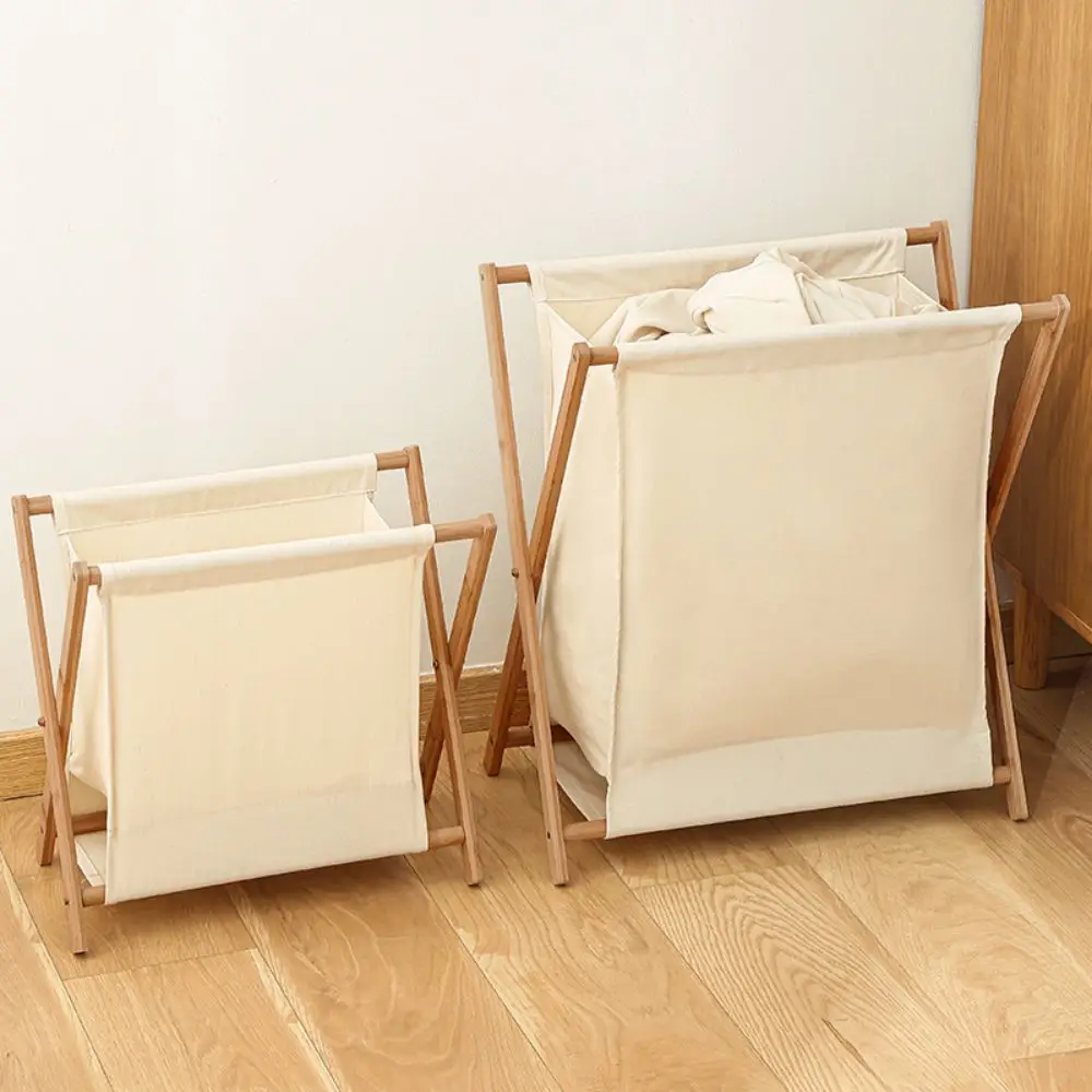 Bamboo Fabric Foldable Laundry Basket Portable Dirty Clothes Hamper for   Home Bathroom Space Saving Storage Organizer 3