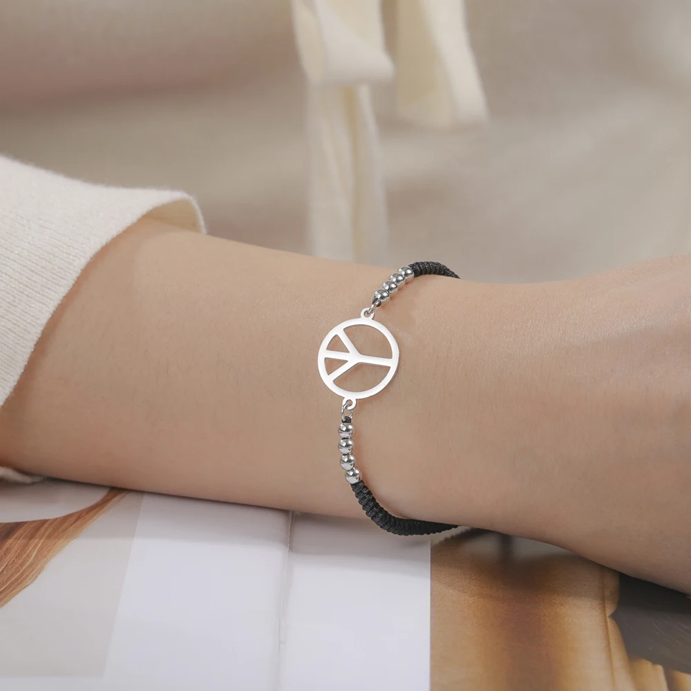 Dawapara Friedenszeichen-Armband, Fußkettchen für Damen und Herren, Liebes-Friedenszeichen-Symbol, minimalistischer Edelstahl-Paarschmuck – Detail 9