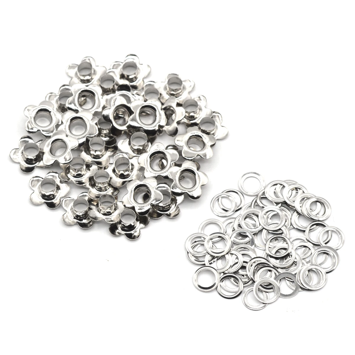 Eyelet Grommet Ring Eyelet Grommet Ring Kit Grommet Eyelet Kit KALASO 100sets Silver Color 5mm Flower Shape Grommet Eyelet Washer Fit Leather Craft Shoes Belt Cap DIY Accessories