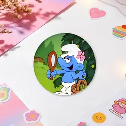 Stylish Blue Cartoon Smurf Metal Pin Badge - Trendy Hip Hop Accessory and Gift - 44x44mm (Z6)